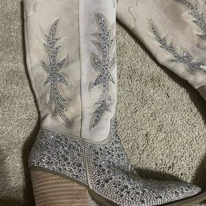 Madden Girl Silver Embellished Heeled Boots